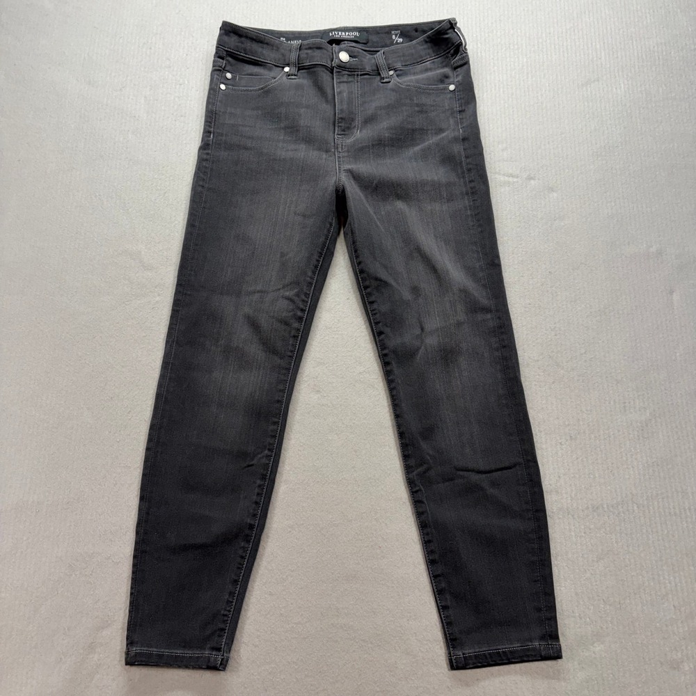 Liverpool High-Rise Ankle Jeans Womens 8P Meteorite Black Skinny LP2100F62